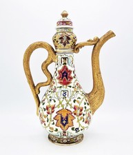 FINE OTTOMAN IZNIK STYLE PORCELAIN EWER c1880 J FISCHER BUDAPEST