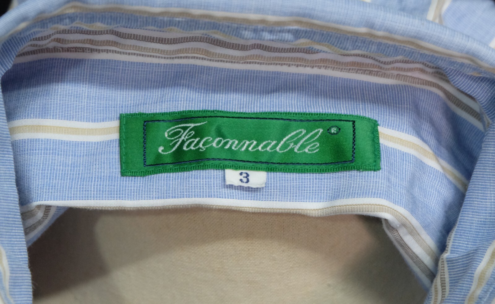 Faconnable Button Down Light Blue Striped Cotton … - image 10