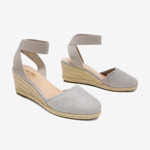 Damenschuhe Espadrilles Keilabsatz elastische Knöchelriemen eng anliegend elegante Schuhe - Bild 17 von 38