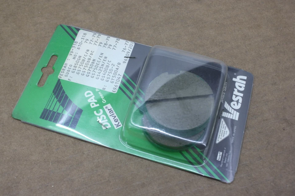 1977 1978 1979 SUZUKI GS750 GS750E PASTILHAS DE FREIO DIANTEIRAS ORGÂNICAS COM KEVLAR VESRAH - Imagem 2 de 4