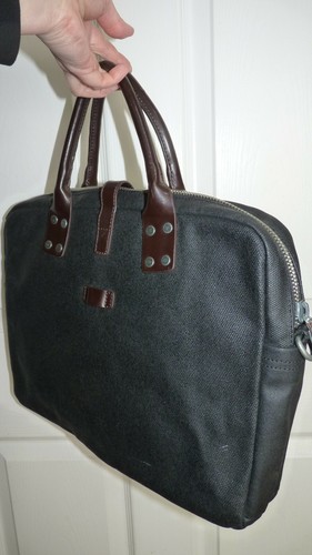 Calvin Klein Laptop Bag Black Coated Canvas / Real Leather Handles - Picture 5 of 12