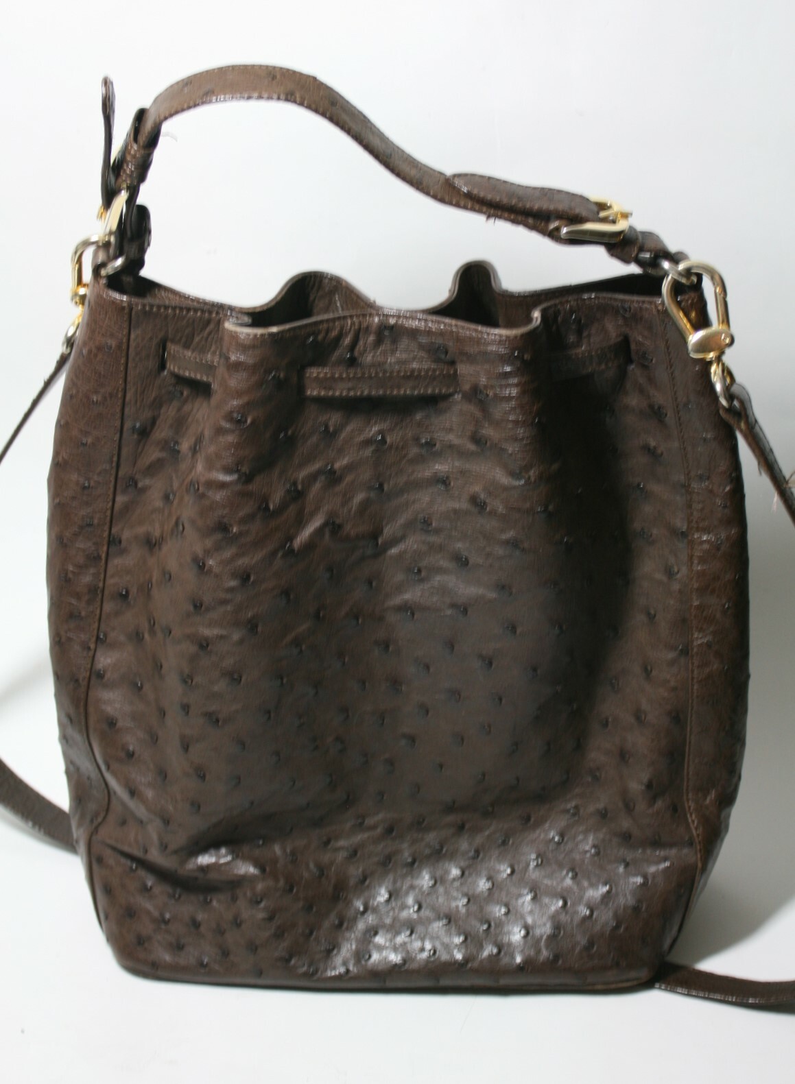 SISO Italy Genuine Ostrich Leather Kelly Handbag Purse Bag Top 