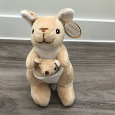 Wallaby Organic Kangaroo Lovey Curto Soft Toy With Baby Joey New 8 Sewn Eyes