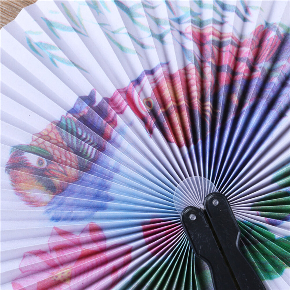 6 Pcs Handheld Paper Fan Paper Fan Paper Plastic Handle Fan Kids Fans