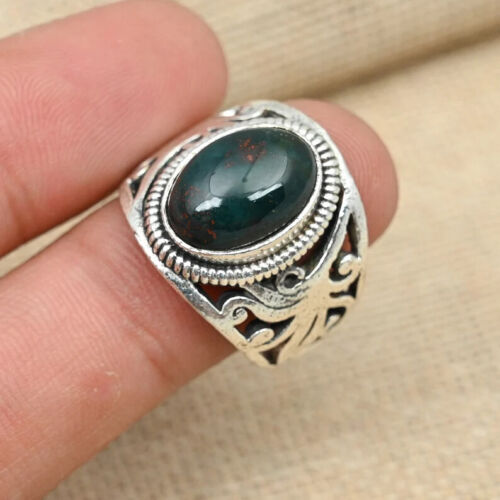 Bloodstone Men's Ring 925 Sterling Silver Statement Beautiful Ring All Size D31 - 第 1/4 張圖片