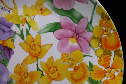 Round Spring Charger Platter Plate Orchid Flowers Orquideas 12 " Haus Portugal - Picture 2 of 8
