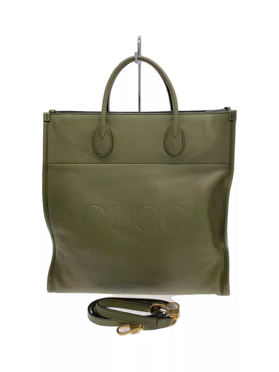 Sac fourre tout GUCCI cuir kaki 674850 logo moyen occasion