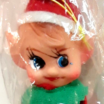 NOS Christmas Valentine KRESGE Knee Hugger Red White Easter Elf Ornament,Japan