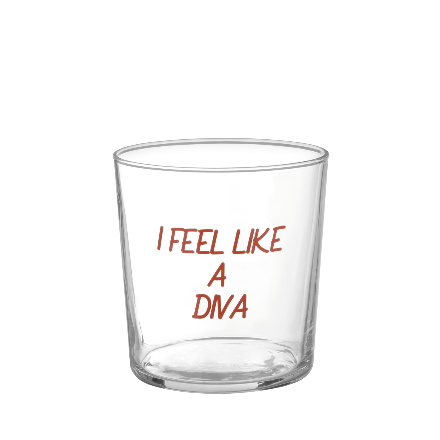 KASANOVA Bicchiere in vetro 360 ml scritta Diva arancione Acqua,Tavola