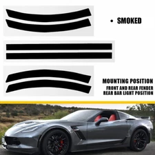 FOR 14-19 Chevy Corvette C7 Side Markers & Rear Reflectors SMOKE Vinyl Tint Kit