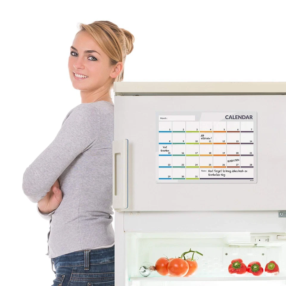 CALENDER Fridge Board Magnetic Pen Notice Memo Planner Whiteboard Large Monthly - Image 2 of 4