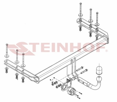 Pacco Gancio traino fisso Brink per VW T5 09- e un e-kit spec. a 7 poli NUOVO