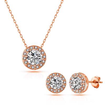 Rosévergoldetes Halo Set erstellt mit Zircondia  Kristallen