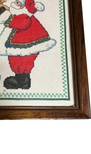 Vintage Nadelspitze Weihnachten Weihnachtsmann Spielzeug gerahmt Y2K 12x14 - Bild 3 von 5