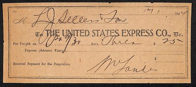 United States Express Co. 1904 Waybill / Freight Payment Receipt (#8)
