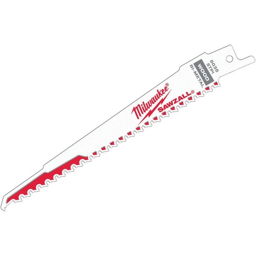 Milwaukee 48-00-5035 SAWZALL 6" 5-TPI Wood-Cutting Reciprocating Blades, 5-Pk