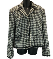 Vintage G Signature Classical Houndstooth Career Coat Women's Size 16 Euc
