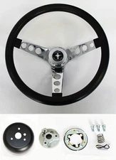 New! 1970 - 1973 Mustang Black Steering Wheel Grant 13 1/2" with chrome spokes