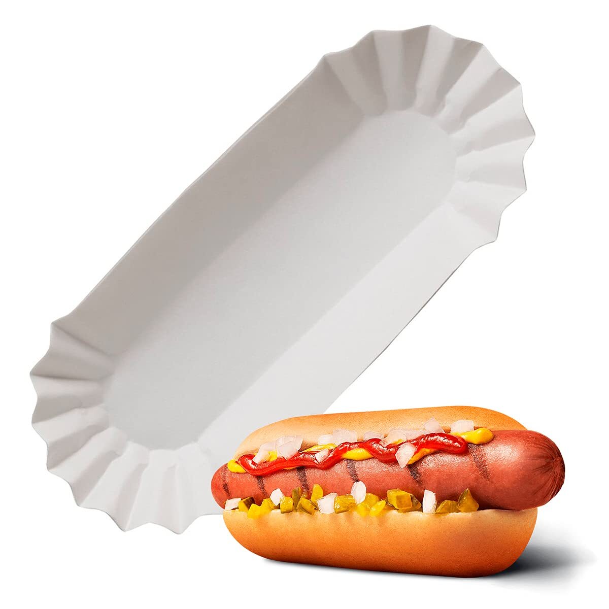 Hotdog Serving Tray For Food Serving 50pcs White Hot Dog Trays Disposable Trays 