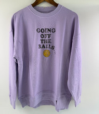 Aerie Long Sleeve Oversized Crew Neck Soft Sweatshirt w/ Graphic Purple XXS NWT