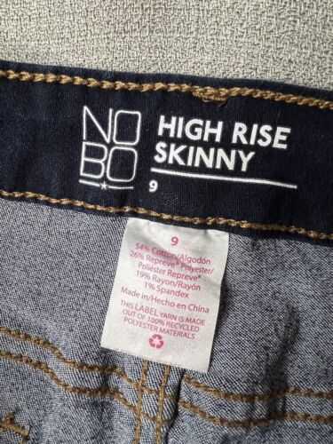 NOBO No Boundaries Jeans Juniors 9 Blue Skinny High Rise Stretch Dark Wash