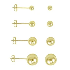 14k Gold Filled High Quality Polish Classic Ball Stud Earrings -Choose your Size