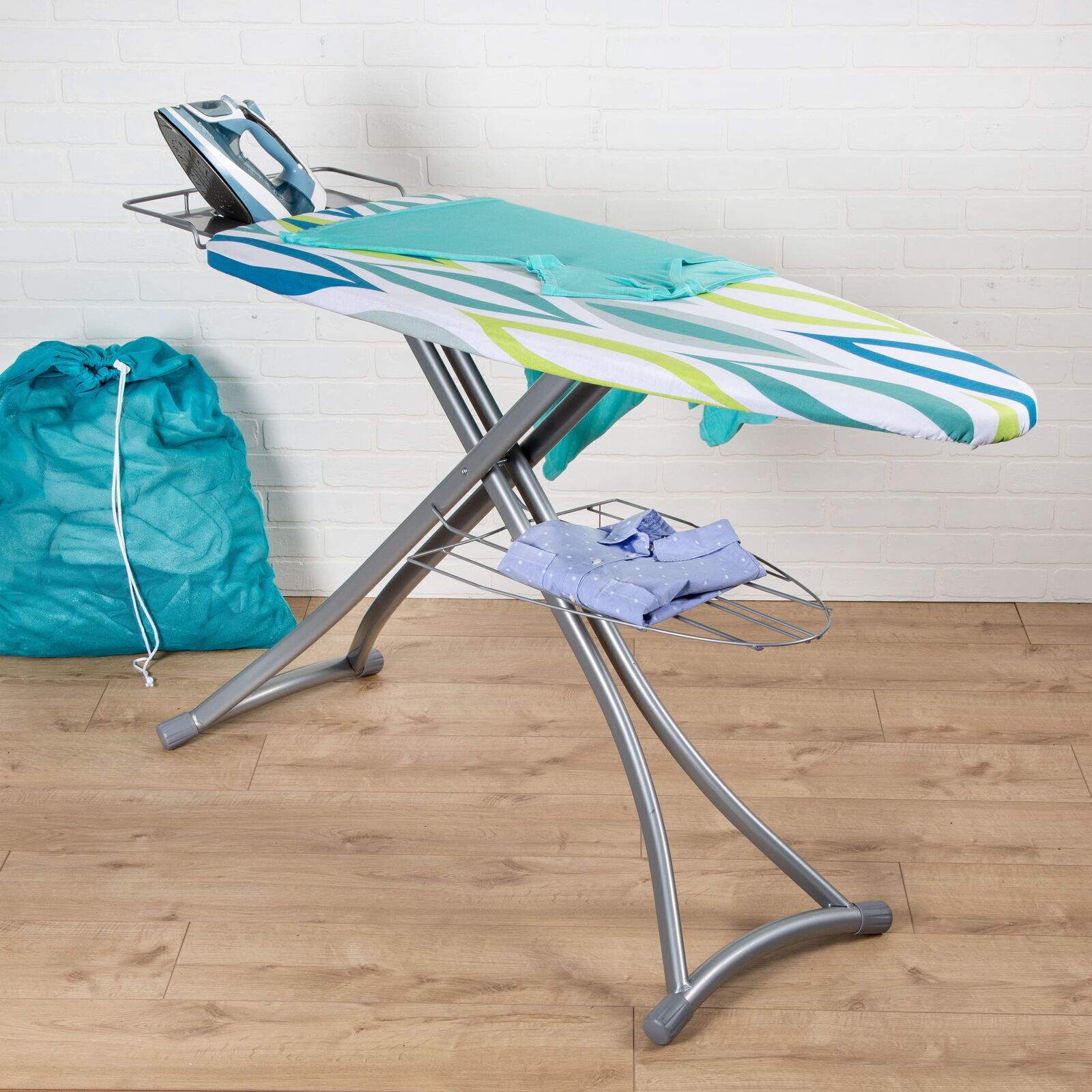 Compact Freestanding Collapsible Ironing Board with Built-In Iron Rest for Laundry-image