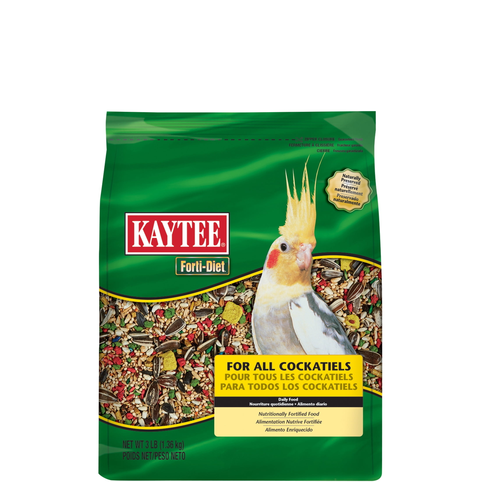 3 lbs,Kaytee Forti-Diet Cockatiel Pet Bird Food Seed,