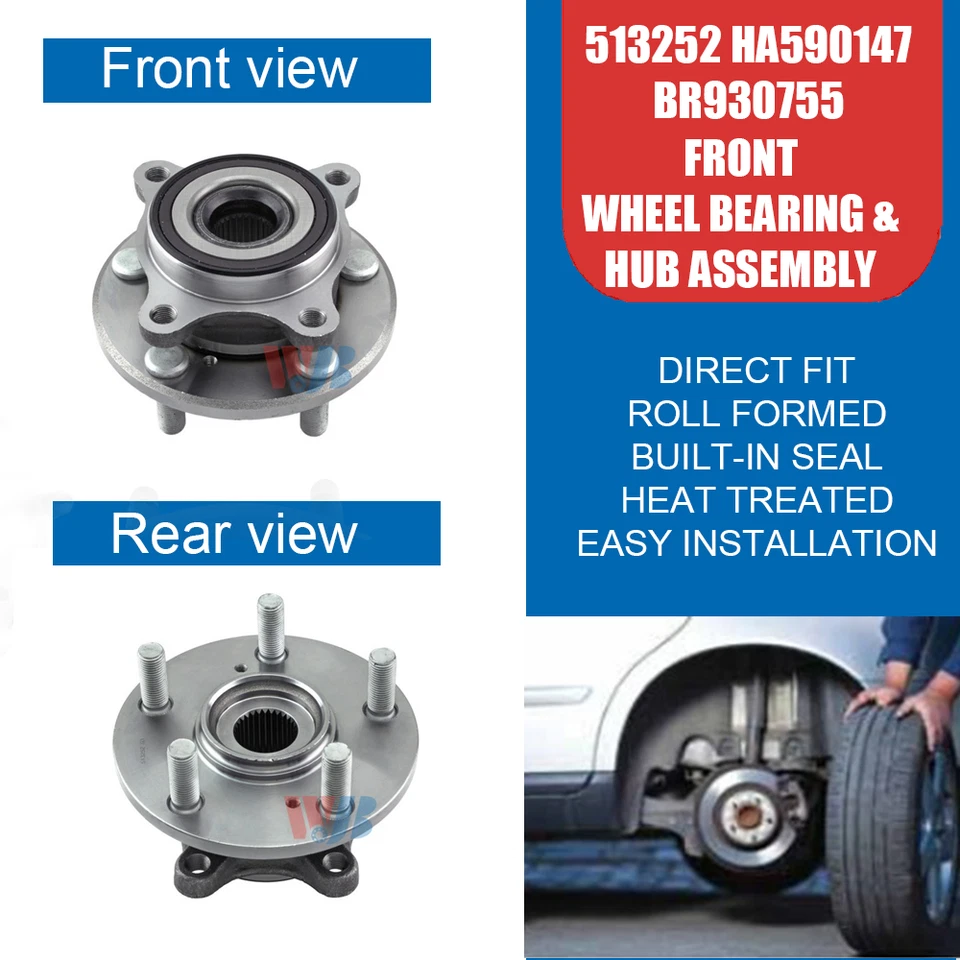 2PCS Front Wheel Bearing Hub Fit for Acura RL 2005-2012 513252 HA590147 BR930755 Foto 2 de 4