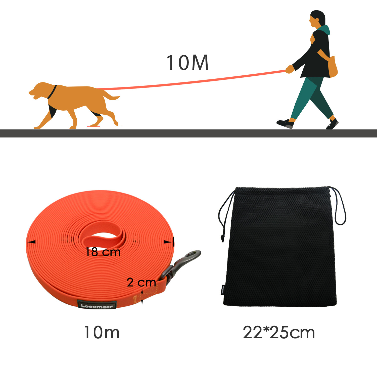 Looxmeer® Dog Training Lead 3m 5m 10m 15m 20m 25m 30m Dog Leash 4