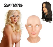 Realistic Silicone Female Face Mask Crossdresser Head Mask For Women For Cosplay