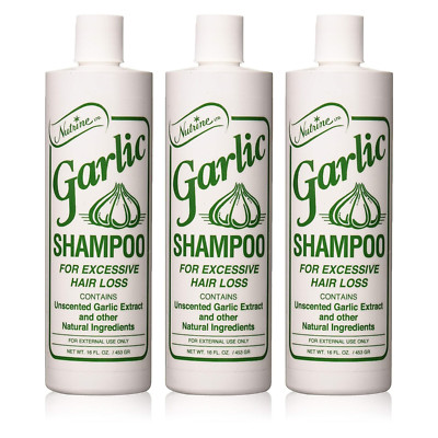Nutrine Garlic Shampoo For Excessive Hair Loss 16oz Unscented Garlic 3PACK