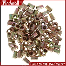 Findmall 100Pcs M6 Metric Carbon Steel Rivet Nut Flat Head Threaded Nutsert