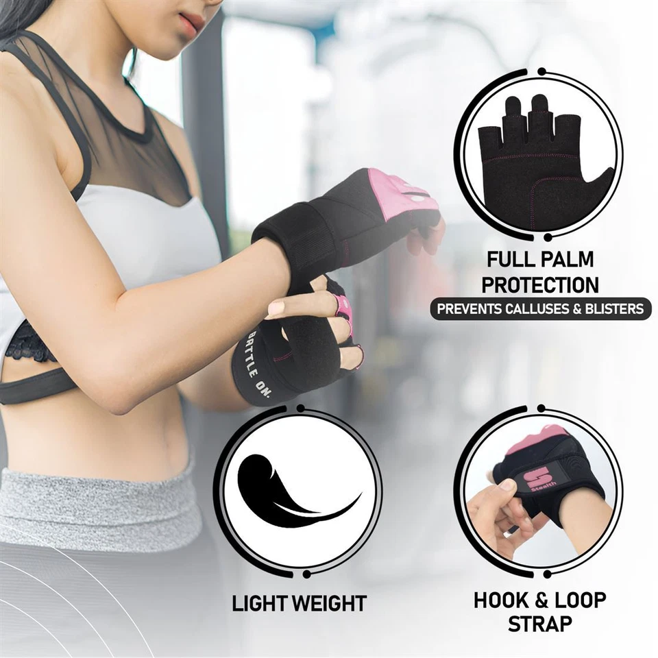 WEIGHT LIFTING GLOVES WITH WRIST SUPPORT STRAP FITNESS GYM WORKOUT TRAINING - image 3 of 4