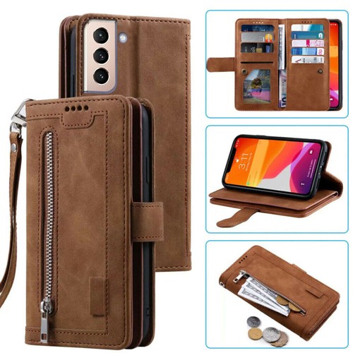 Samsung Galaxy S21 FE S22+5G Wallet Case,Leather Zipper Magnetic Flip Card Case - Picture 2 of 10