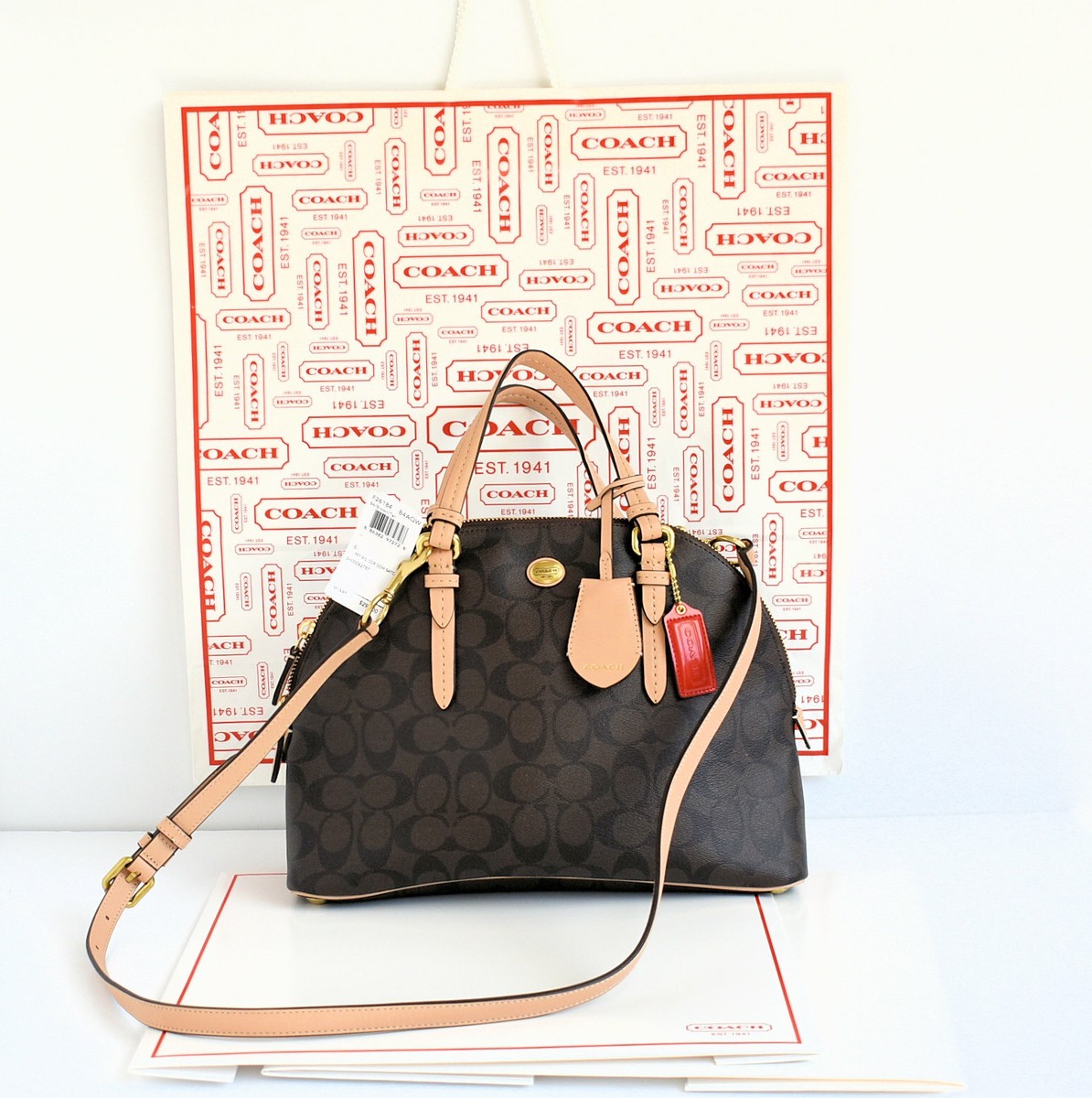 coach コーチ　handbag peyton domed leather COACH Peyton Mini Domed Satchel Signature 2Way Hand Bag
