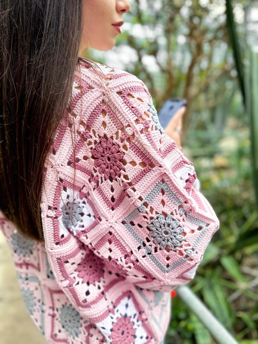 Crochet granny square cardigan Crochet colorful cardigan Patchwork cardigan