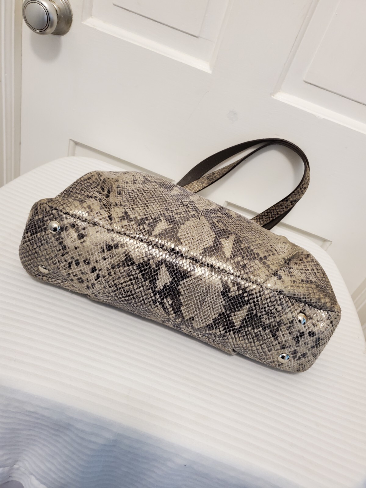 Coach Python Embossed Leather Carryall Tote Gray … - image 6