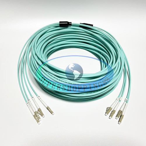 LC-LC MM 4 Strand Armored 10G OM3 Fiber Cable Fiber Optic Jumper Patch Cord 50M - Afbeelding 2 van 8