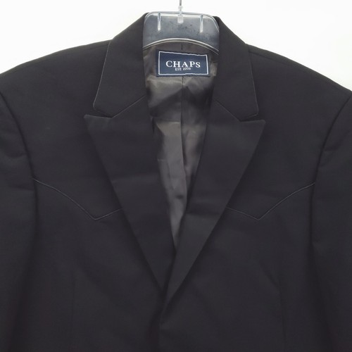 Chaps Western Sport Coat Blazer Jacket Mens 42L Black 100% Wool Single Breasted - Picture 5 of 16