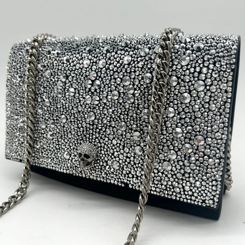 Authentic Alexander McQueen Skull Crystal Shoulder Bag