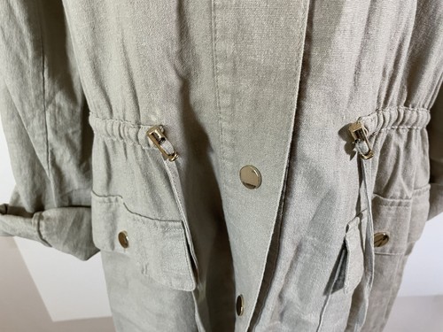Zara Brown Snap Front Jacket Drawstring Waist Linen Blend Pockets Size S - Picture 5 of 9