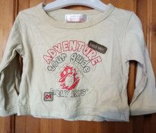 Earydays Primark Babys Boys Long Sleeve Top Beige Age 3-6 Months Cotton T-Shirt