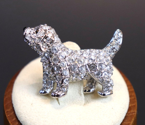 Vtg Swarovski Crystal Labrador Retriver Rhodium Plated Dog Pin Brooch EUC