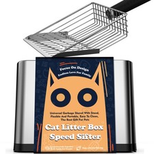 Heavy Duty Stainless Steel Cat Litter Scoop with Holder - Non-Slip Handle, Qu...