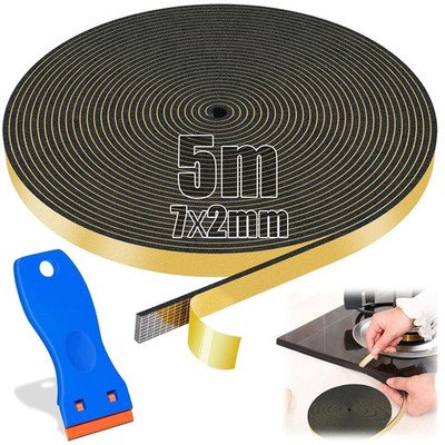 5m Dichtband Spüle 7mm x 2mm Ceranfeld Dichtungsband mit Kleinem Schaber