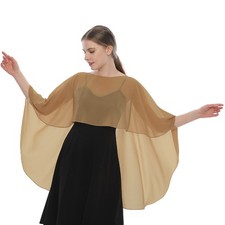 Women Evening Cape Shawl Bridesmaid Dress Cover Up Chiffon Shrug Wrap Sheer Cape