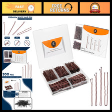 300 Pack Brown Bobby Pins Set - Large  Small U-Shaped Hair Pins for Updos, Nons