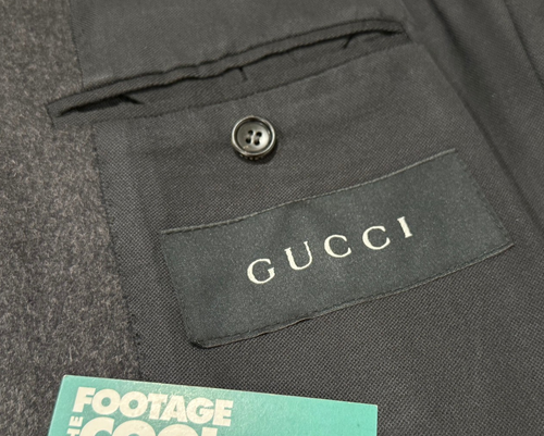 TRENCH UOMO GUCCI CLASSIC GG PAVONE GIACCA CAPPOTTO GRIGIO SCURO NERO LANA L - Foto 14 di 16