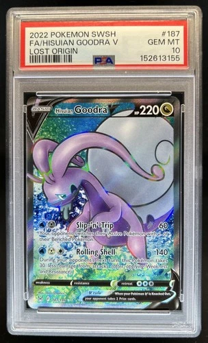 2022 Pokemon SWSH Lost Origin Hisuian Goodra V #187/196 PSA 10 GEM MINT